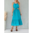 thumbnail image 2 of Biekopu Women Summer Casual Long Dress Solid Color Halter Neck Sleeveless Dress Fashion Waist Cutout Holiday Dress, 2 of 5