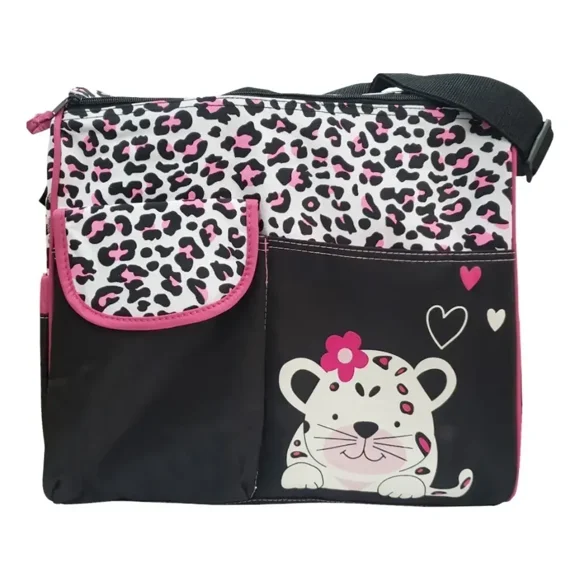 PAÑALERA NEGRA CON ROSA CON JAGUAR