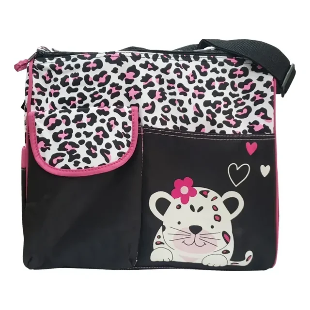 PAÑALERA NEGRA CON ROSA CON JAGUAR