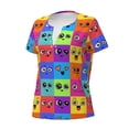 thumbnail image 2 of Naloa Doodle Faces Emotions Print T-Shirts Short Sleeve V Neck Tees for Women Fashion Tops Trendy Lightweight Soft Casual Summer Outfits Clothes, 2 of 5