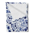 thumbnail image 2 of Flower Soft Flannel Fleece Throw Blanket, Middle Eastern Swirl Petals with Ottoman Folk Art Effects Boho Design, Cozy Plush for Indoor and Outdoor Use, 60" x 80", Blue, by Ambesonne, 2 of 5