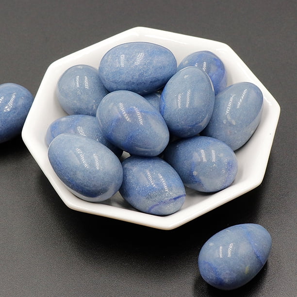 Xiao Hua 10 huevos de Pascua de piedra Dongling natural azul de 30 mm, decoración de piedra natural no porosa, accesorios de decoración hechos a mano DIY