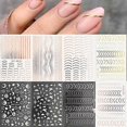 thumbnail image 1 of Lines Nail Stickers Rose Gold Metal Nail Art Decals 8 Sheets Self-Adhesive Nail Stickers, 1 of 5