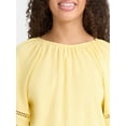 thumbnail image 4 of Time and Tru Women's Lace Trim Top with Puff Sleeves, Sizes XS-XXXL, 4 of 5