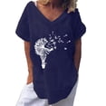 thumbnail image 1 of Pompotops Mode Femmes Print Manches Courtes en Vrac Col Rond T-shirt Top Chemisier, 1 of 6