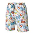 thumbnail image 4 of Adobk Summer Stamp Print Men's Swim Trunks Hawaiian Bathing Suit Swimsuits Beach Shorts with Pockets-Small, 4 of 6
