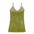 thumbnail image 6 of Green Glitter Sequin Spaghetti Strap V-Neck Mini Dress Sleeveless Cocktail Party Night Out Dress, 6 of 7