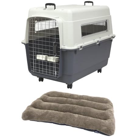Kennels Direct Premium Plastic Dog Kennel and Travel Crate, XX Large, with Sportpet Designs Waterproof 36" pet bed , XX Large