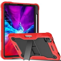 Dteck Case for Apple iPad Air 4th Generation 10.9-inch,iPad Pro 11" 2nd Gen 2020 Released,Shockproof Rubber Case Hybrid Hard Kickstand Protective Cover without Screen Film,Red
