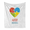 thumbnail image 1 of Autism Soft Flannel Fleece Throw Blanket, Typography with a Puzzle Like Heart Shape Raise Hope, Cozy Plush for Indoor and Outdoor Use, 50" x 60", Multicolor, by Ambesonne, 1 of 6