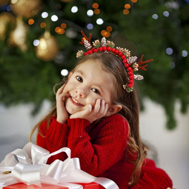 Fiudx Liquidación de ofertas flash Diadema con astas de reno para Navidad, pinzas para el pelo, diademas, tocados de belleza para niñas, diademas con astas de reno, accesorios, reno bonito para Navid