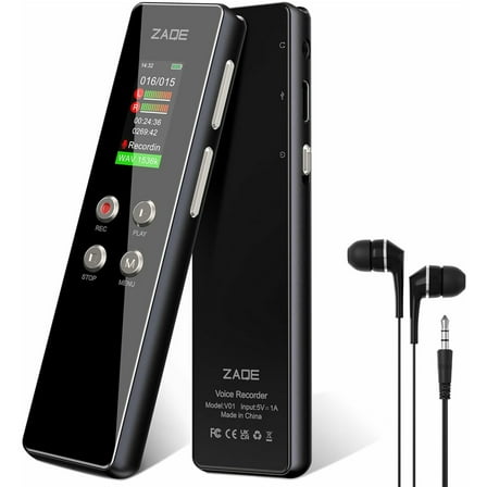 ZAQE A55 64GB Digital Voice Recorder with Playback USB Suitable for lectures, conferences, interviews, mini recorders, MP3