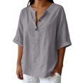 thumbnail image 2 of Bixock Maternity Tops for Women Short Sleeve Button Front Pregnant Tops Crew Neck Maternity Shirts Soft Breathable Maternity Blouse Comfortable Maternity Clothings, 2 of 5