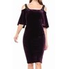 Alex Evenings Women's Sheath Dress Velvet Cold-Shoulder Purple 8