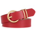 thumbnail image 1 of Cinturón de piel WHIPPY de diseñador de moda para mujer con hebilla dorada, color rojo, 1 of 8
