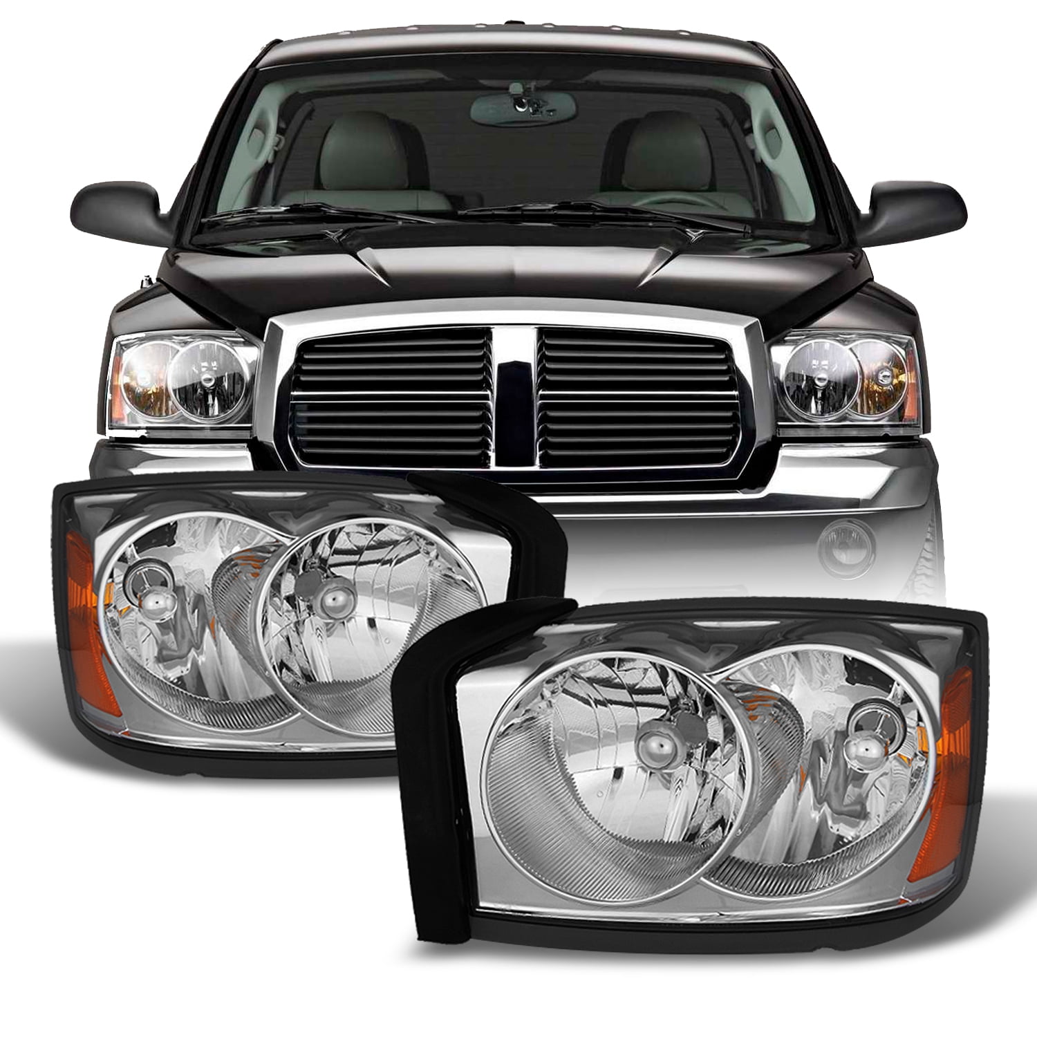 HEADLIGHTSDEPOT Signal Light Compatible with Dodge Dakota Front Right Passenger Side Signal Light With Black Bezel 