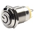thumbnail image 3 of 12mm Metal Push Button Switch Power Button Waterproof Flat LED Light 12V-24V, 3 of 7