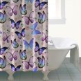 thumbnail image 4 of Beige Butterfly Flower Pattern Shower Curtain 84"x72" ,Bathroom Decorative Shower Curtains Set with 12 Hooks,Modern Waterproof Washable Shower Curtain, 4 of 6