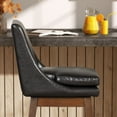 thumbnail image 4 of Soges Swivel Bar Stool with Cushion Set of 2, PU Leather Counter Height Bar Chair with Rubber Wood Legs, Brown, 4 of 10