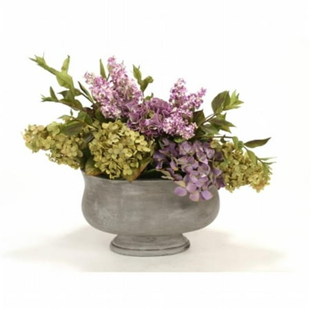 Mix For Concrete Patio Distinctive Designs International 6907 Lavender, Green Mix of Hydrangeas & Lilacs in Oval Anthracite Concrete Planter ()