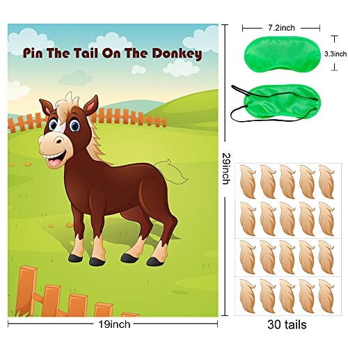 Pin The Tail On The Donkey Party Game Con 30 Pcs Colas Grandes Juegos de Burro Póster para Hxezoc Hxezoc