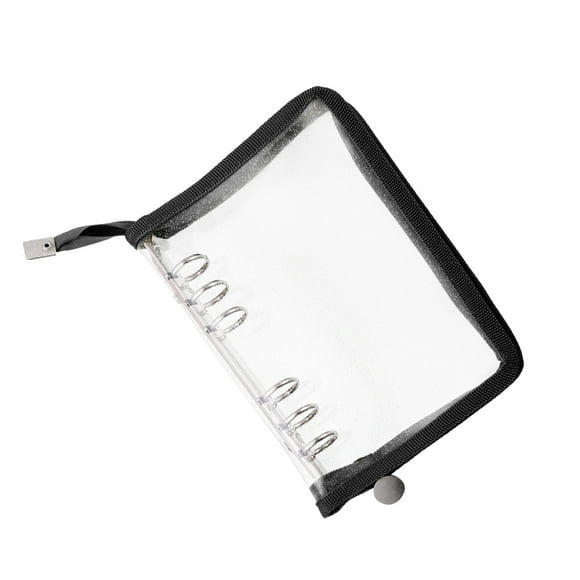 Uxcell Soft PVC A6 Bling Clear Binder Cover with Zipper, Black