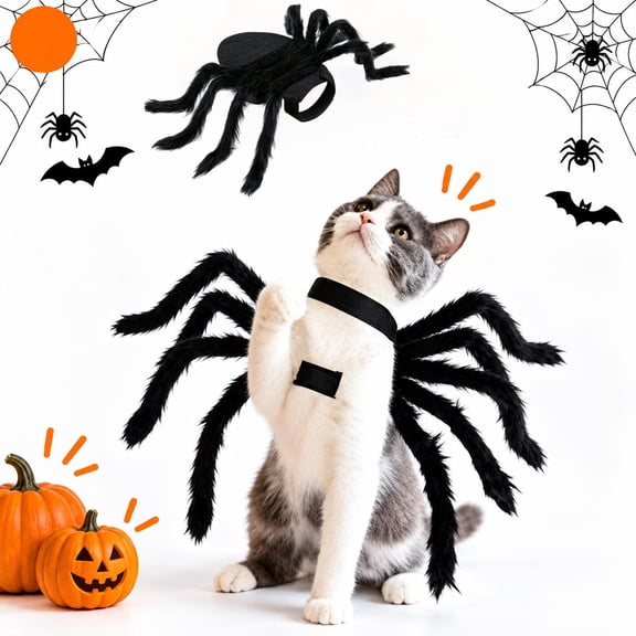 Halloween Cat Spider Costume, Halloween Decorations, Adjustable Pet Cosplay Outfit for Halloween & Christmas SFits Cats & Dogs
