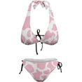thumbnail image 5 of SKQIT Womens Cow Print 2 Piece Swimsuits Sexy Triangle Halter Thong Bikini Set Bathing Suit, 5 of 7