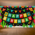 thumbnail image 5 of Colorful Mexican Themed Happy Birthday Banner with Cactus Sombrero Taco Elements Party Supplies Backdrop Background for Birthday Party Photography Props Decors Celebrations, 5 of 8