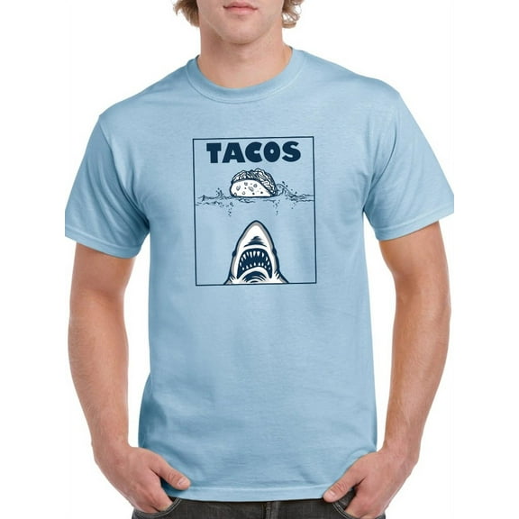 Shark Eating Tacos Design Men T-Shirt, Male Large