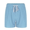 thumbnail image 5 of Fashion YLSDY Men's Linen Casual Classic Fit 11 Inch Inseam Elastic Waist Shorts with Drawstring Summer Beach Shorts Sky Blue XXL, 5 of 6