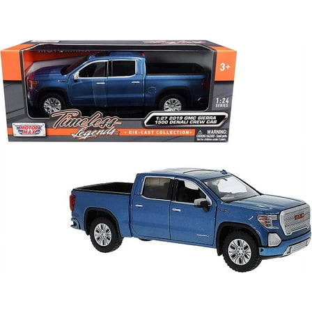 2019 GMC Sierra 1500 Denali Crew Cab Pickup Truck Blue Metallic 1/24-1/27 Diecast Model Car by Motormax