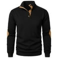 thumbnail image 3 of Sweatshirts for Men 2025 Fall Winter Long Sleeve Jacquard Button Stand Collar Sweatshirt Pullover Tops, 3 of 6