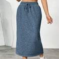 thumbnail image 5 of LOVZFMLL Maxi Skirts for Women 2025 Summer Casual Solid Drawstring Elastic High Waist Long Sweat Skirts with Pockets Blue M, 5 of 9