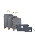 thumbnail image 2 of 5 Piece Suitcase Set, PP Hardshell Carry on Suitcase Set, Travel Suitcases with Silent plane wheeland TSA Lock DARK GREY., 2 of 9