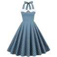 thumbnail image 7 of Women's Vintage Sleeveless Polka Dot Audrey Hepburn Style Swing Dress 1950s Lace Up Halter Retro Cocktail Tea Party Dress, 7 of 7