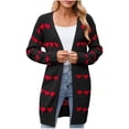 thumbnail image 1 of HongQid Women's Long Sleeve Cute Cardigan Sweaters V Neck Open Front Ribbed Knit Sweater Coat, 1 of 5