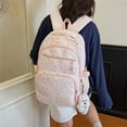thumbnail image 3 of Women's Polka Dot Laptop Backpack 3 Piece Set, Vintage Pink Nylon School Bag with Lunch Tote & Pencil Case, Water Resistant 15.6 Inch Computer Daypack for College Students Teens Travel, 3 of 5