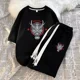 thumbnail image 4 of Traje unisex Harajuku con estampado de gofres para hombre, conjunto de camiseta y pantalones cortos de manga corta de verano, ropa deportiva para correr, conjunto de 2 piezas, trajes estampados, 4 of 5