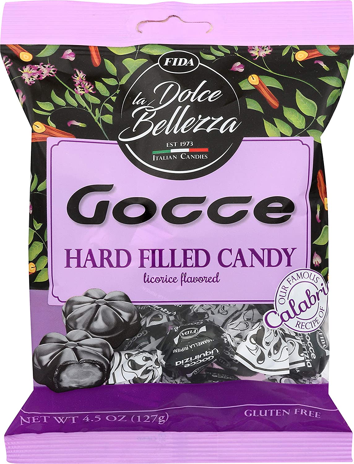 Fida Hard Filled Italian Candy, Gocce Licorice, 4.5 Ounce (Pack of 12