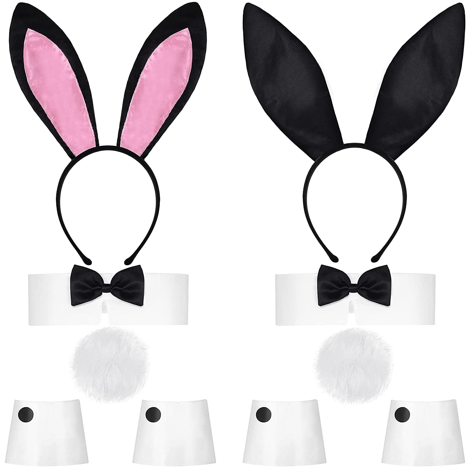 10 Pieces Bunny Costume Set Cute Bunny Ears Cosplay Headbands Bow Tie