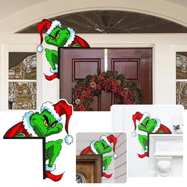 Grinch Christmas Decorations Grinch Decor the Grinch Christmas Santa Snowman Hat Door Corner Decoration Christmas