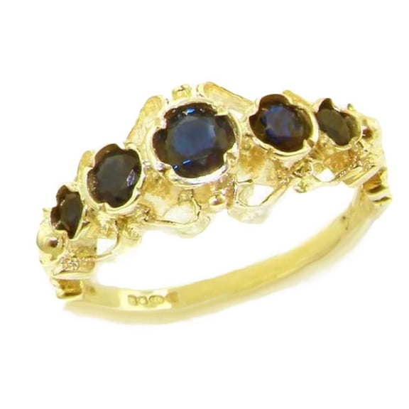 LBG 14k Yellow Gold Real Genuine Sapphire Womens Band Ring - Size 10