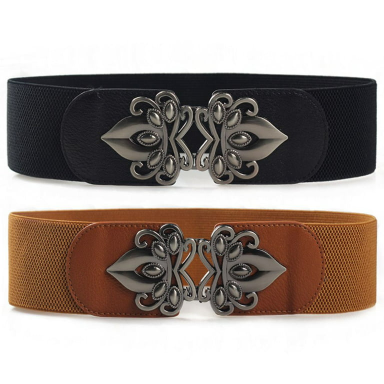 Vintage Braided Wide Belts Hollow Out Solid Color Elastic