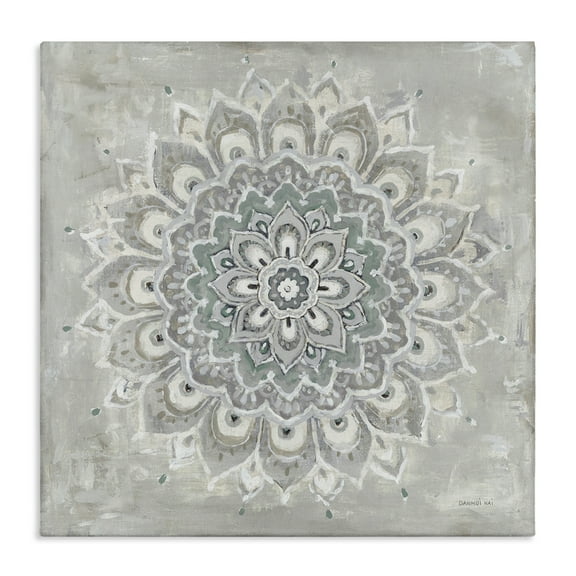 Stupell Industries Gentle Mandala Flower Abstract Painting Gallery Wrapped Canvas Art Print Wall Art, 17 x 17