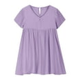 thumbnail image 6 of Gamivast Girls Dress Short Sleeve V Neck T Shirts Cute Casual Dress Summer Fashion Sun Dresses Vacation Casual Beach Dress Purple Placed Recently by Me Returns Online, 6 of 8
