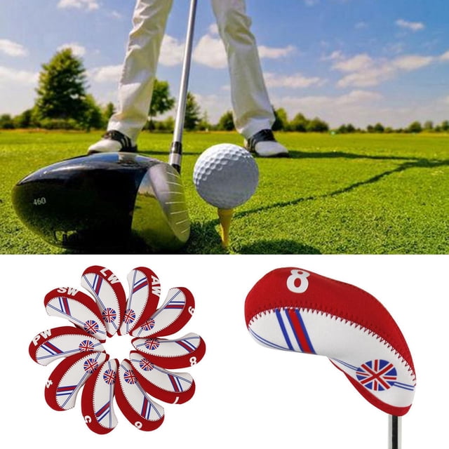 10 piezas Golf Iron Headcover Head Cover con número 4-9, AW, PW, Lw, SW Rojo shamjiam Cubierta de cabeza de hierro de golf