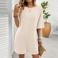 thumbnail image 6 of KyCheLot Summer Outfits for Women Rompers Knit Ribbed Short Sleeve Crewneck Tee Romper with Pockets, 6 of 7