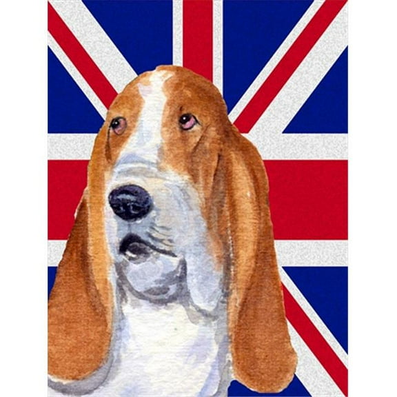 Basset Hound With English Union Jack British Flag Flag Garden Size