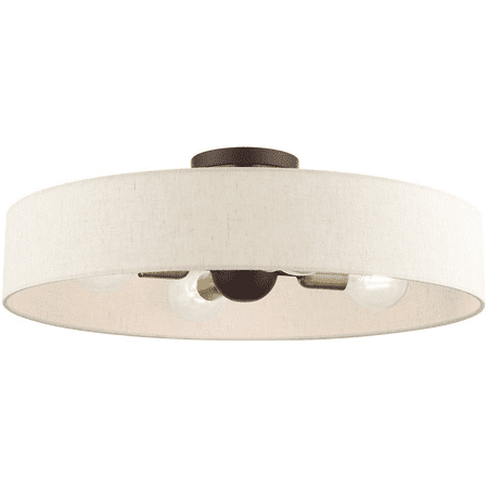 

Bronze with Antique Brass Accents Tone Finish Semi Flush Steel Medium 7 Long 4 Light Fixture
